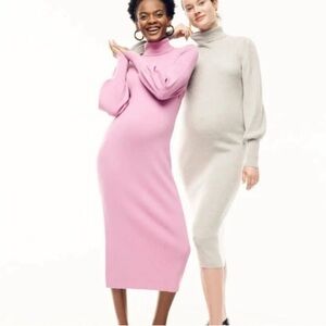 Hatch x J. Crew Sz S-M Gray Maternity Midi Sweater Dress Merino Wool Blend
